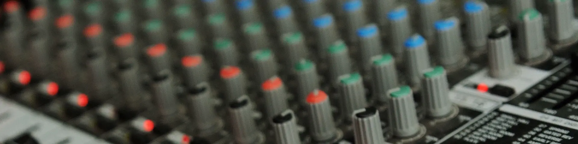 A close-up shot of a sound board.