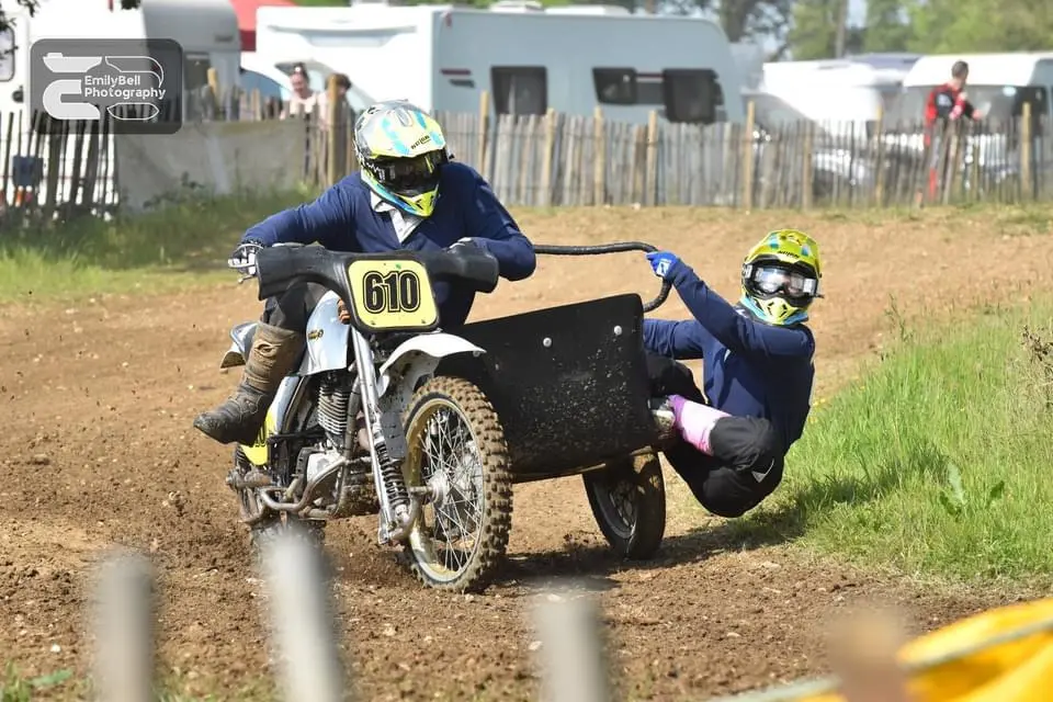 Picture of Rebecca competing in sidecar racing