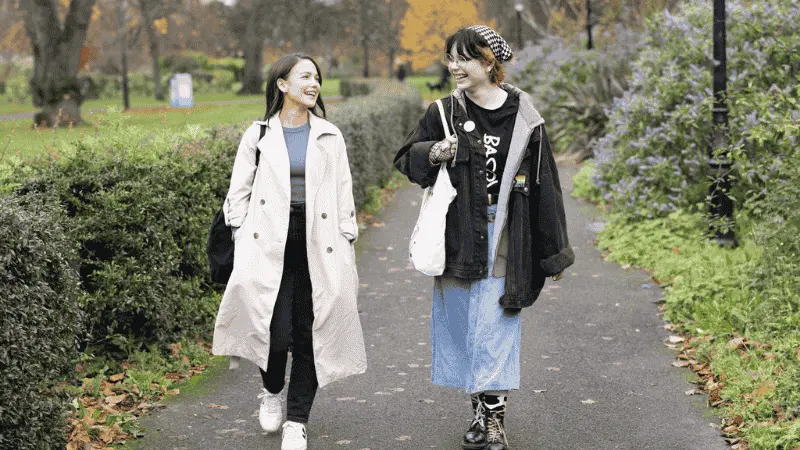 Solent students walking in the park