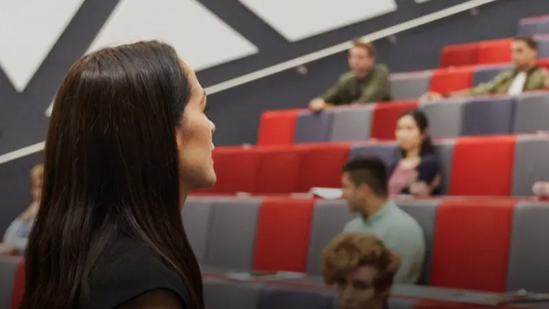 Students in a lecture in the Jane Austen lecture theatre