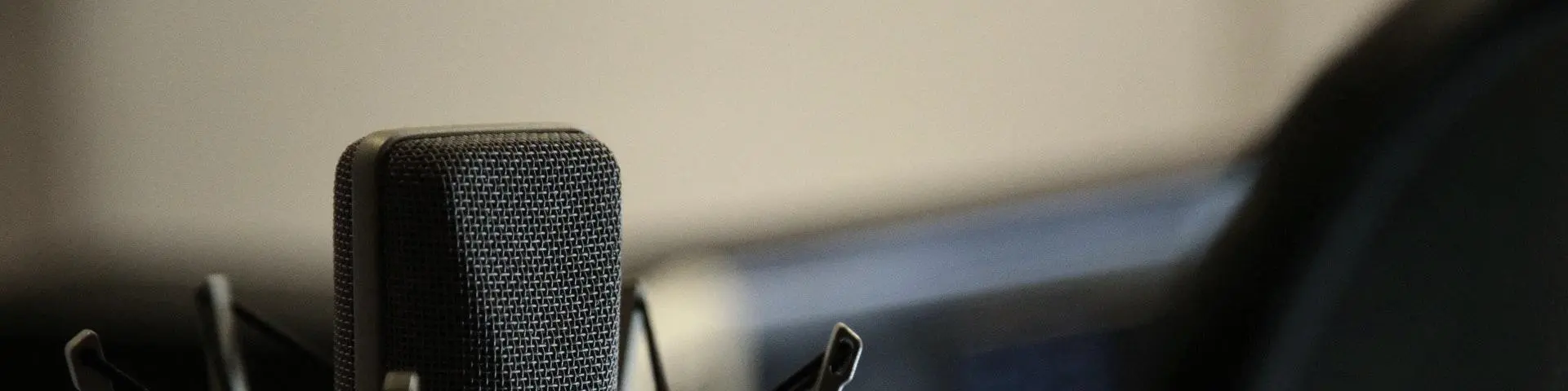 Close up of a microphone in a studio