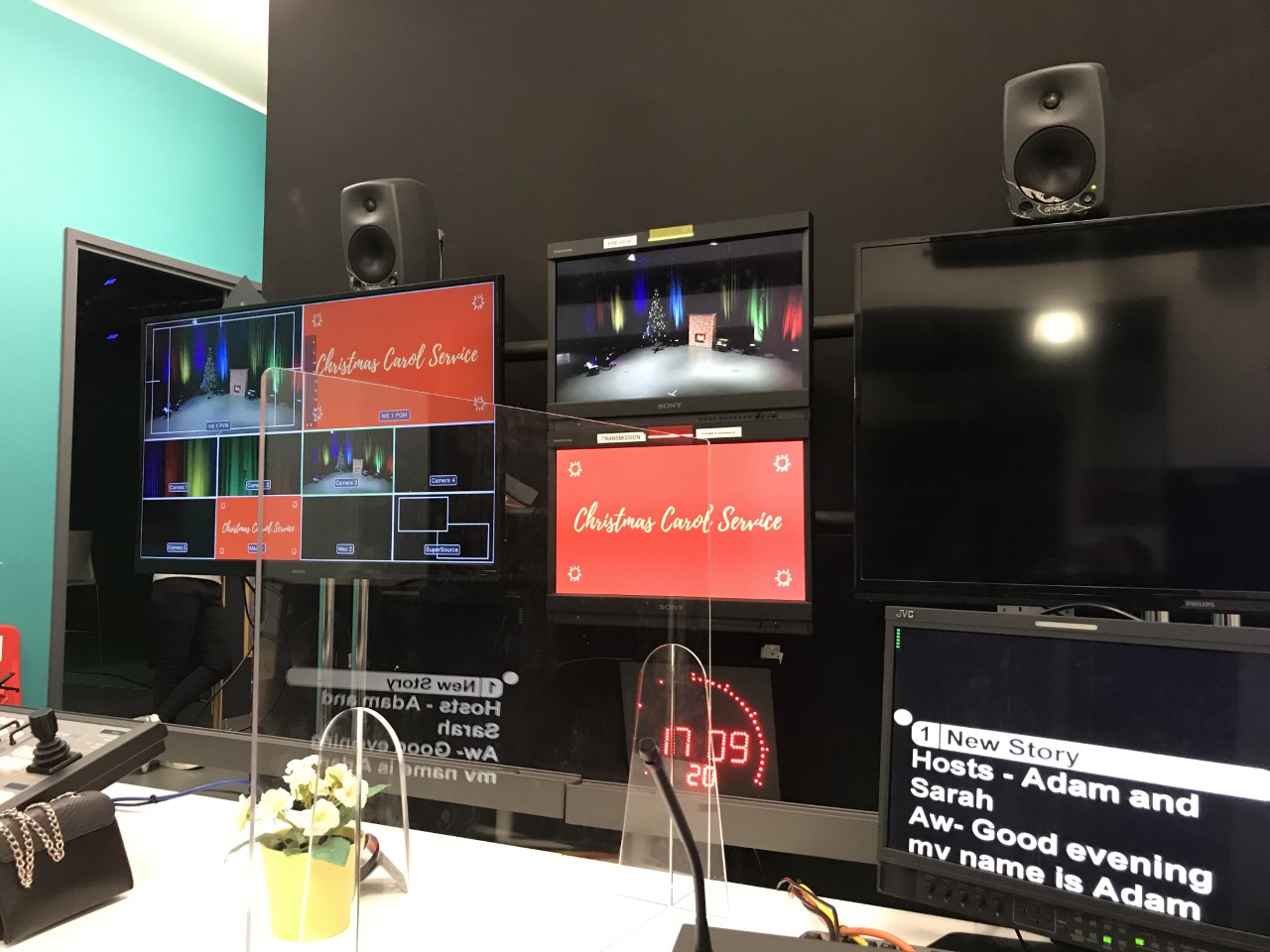 TV studio screens used in the livestream