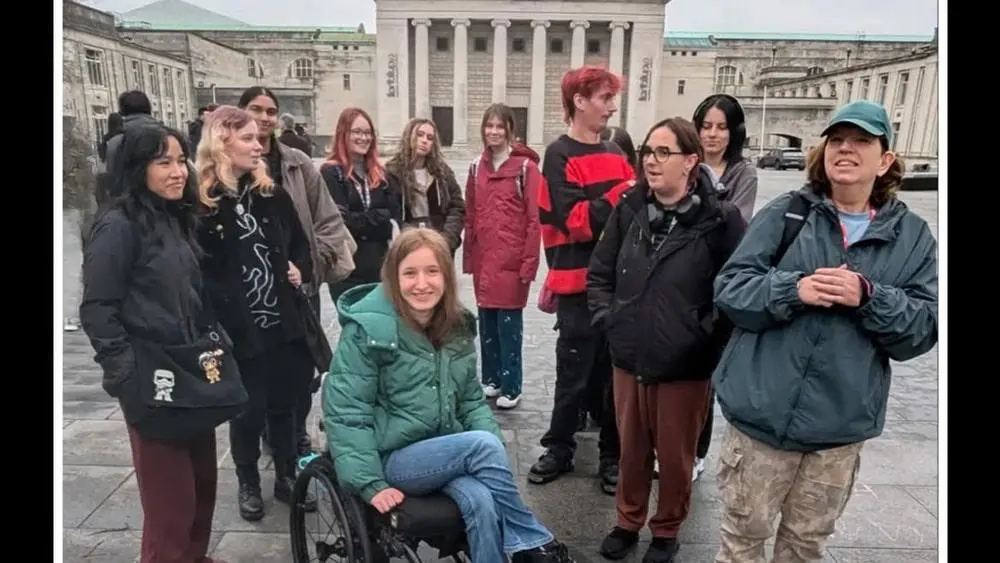 A group of Fine Art students in Guildhall square.