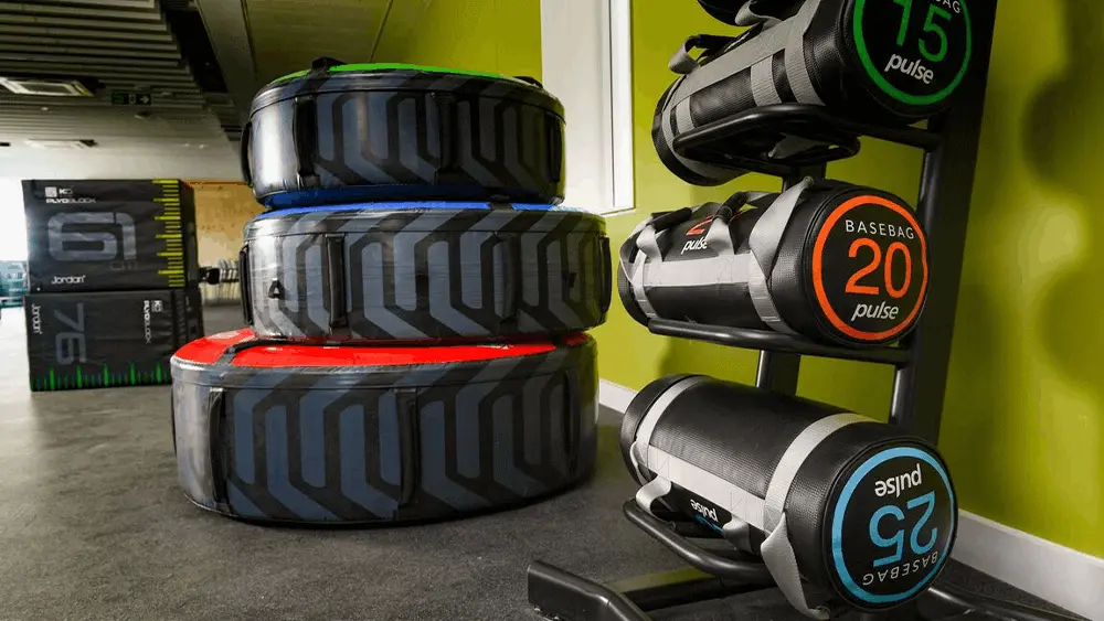 Exercise equipment in the gym.