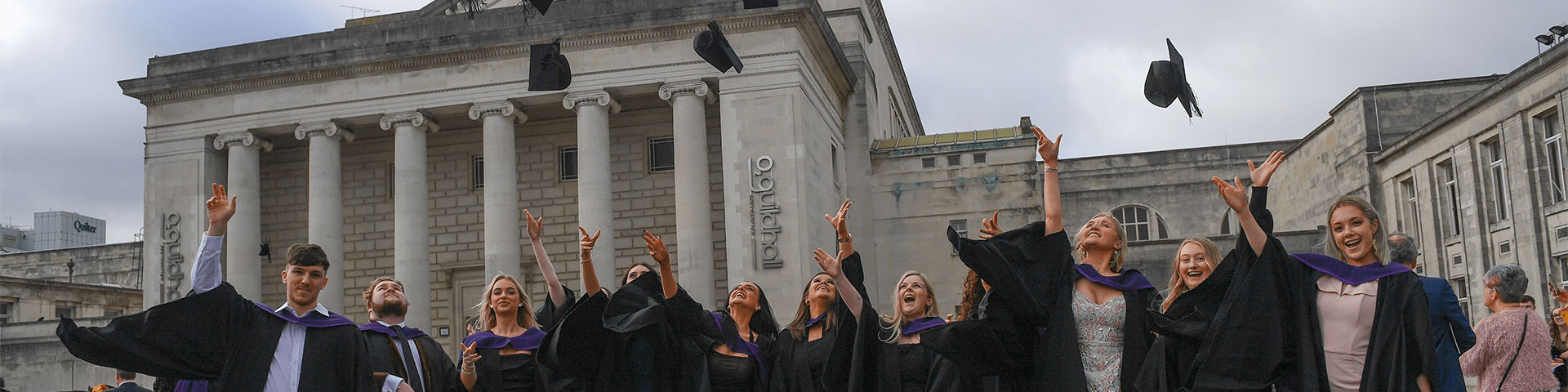 A group of graduating students outside of Southampton Guildhall.