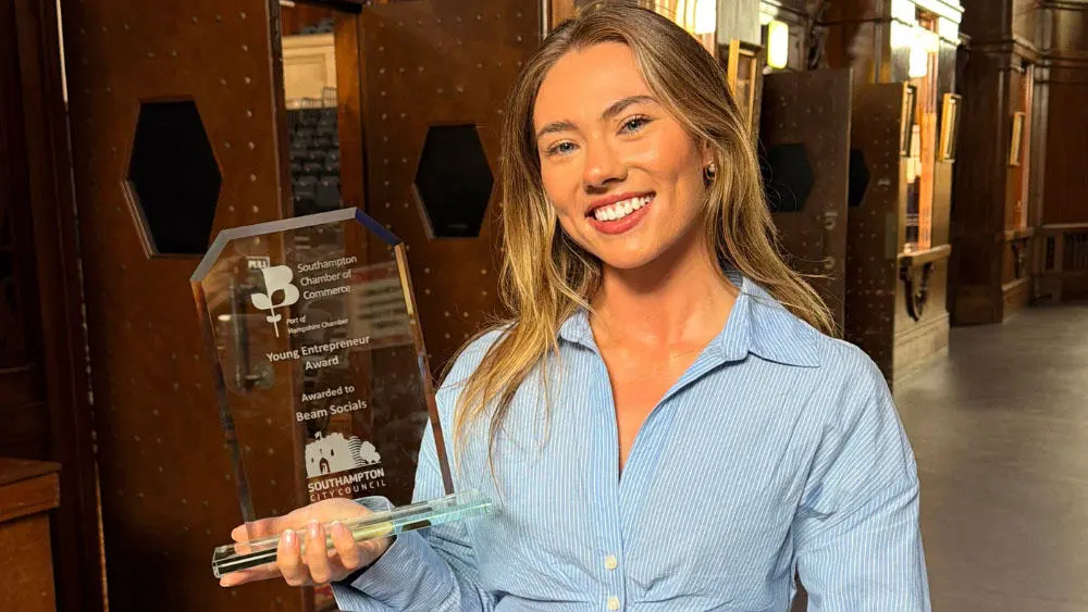 Megan Borros with her award for Young Entrepreneur of the Year Southampton 2026