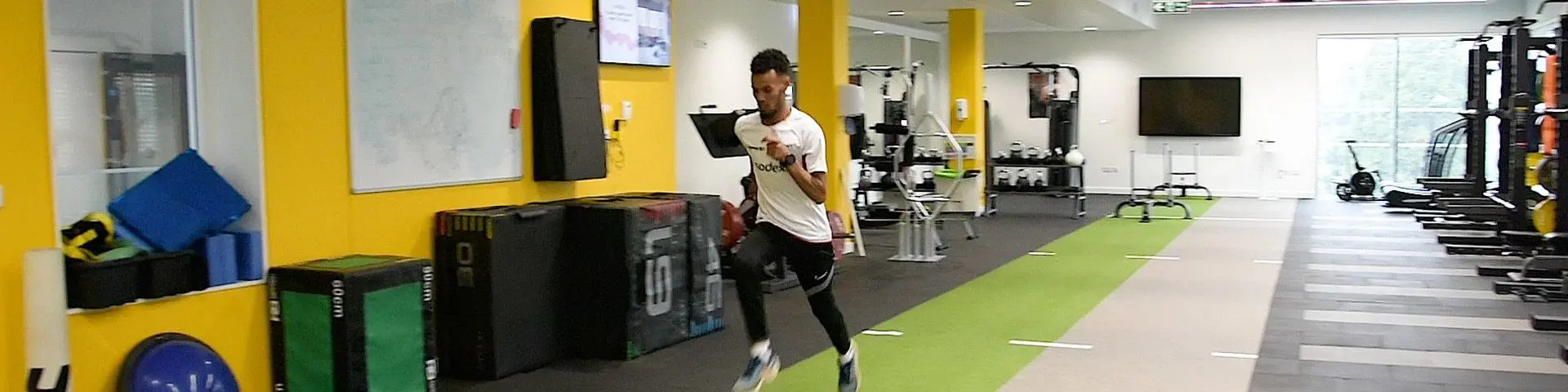 Zakariya Mahamed in the gym at Solent University, Southampton.