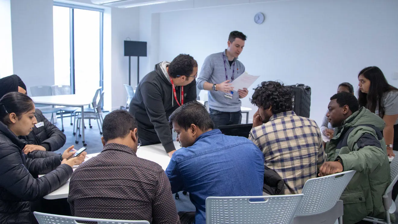 Business students taking part in a life brief day with Heathrow