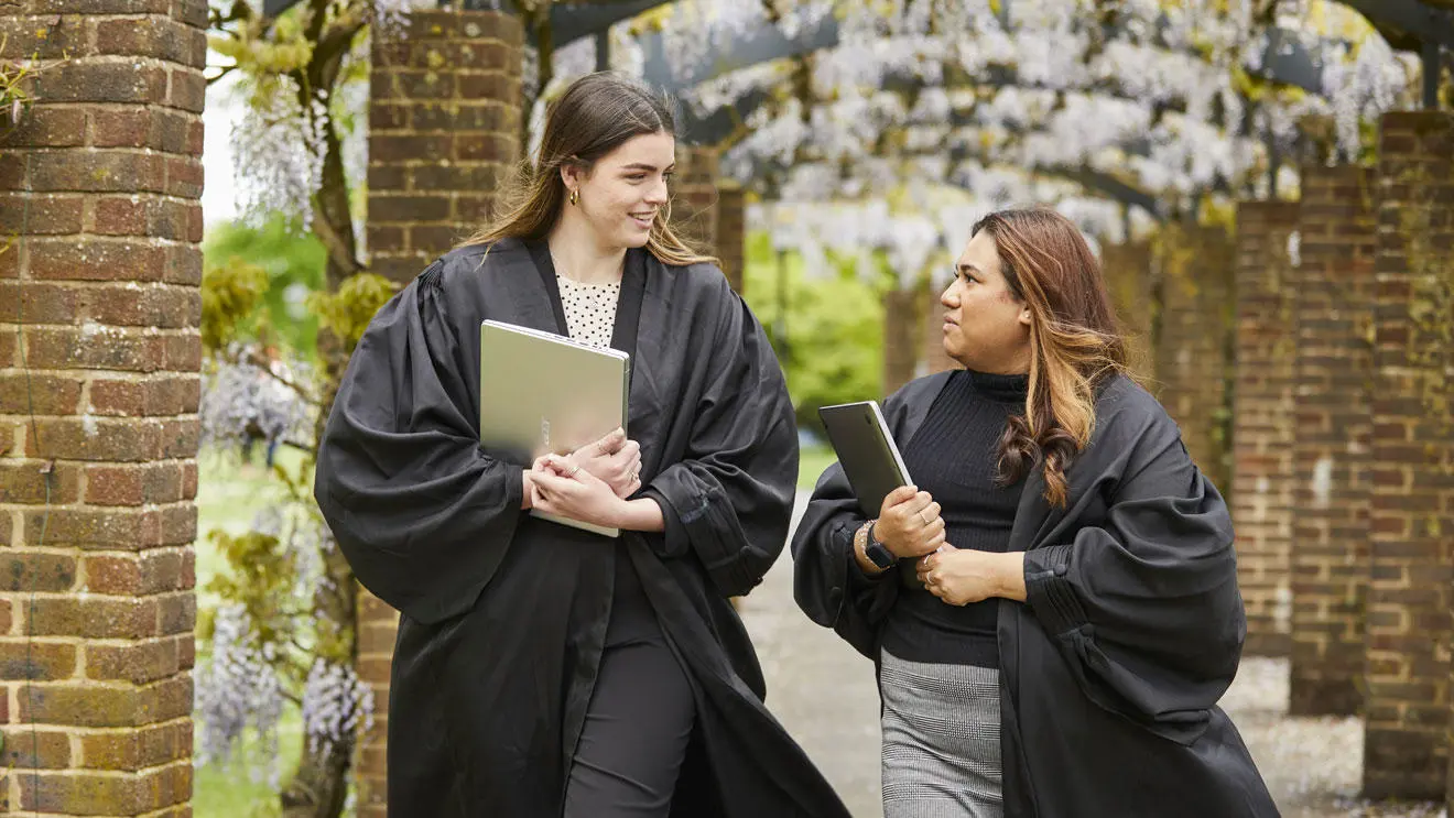 Law students walking through the park