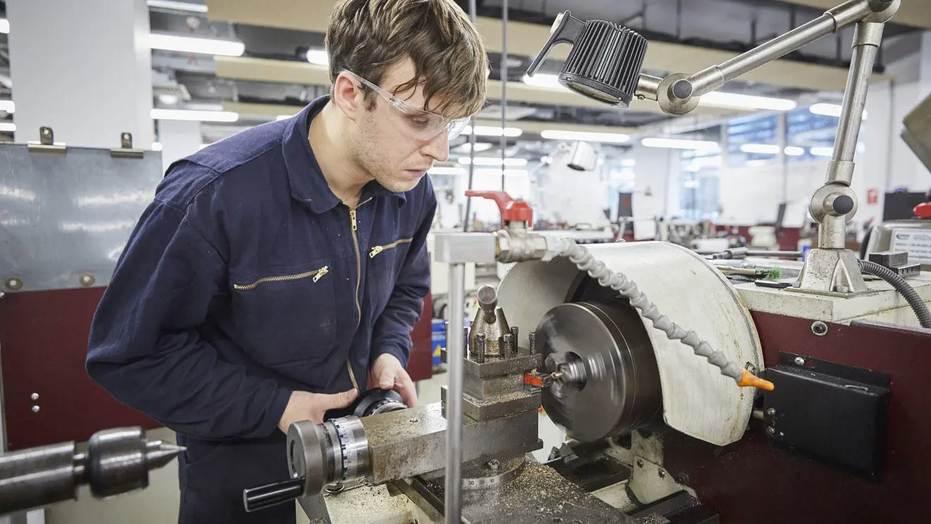 An engineer cadet in the engineering workshop