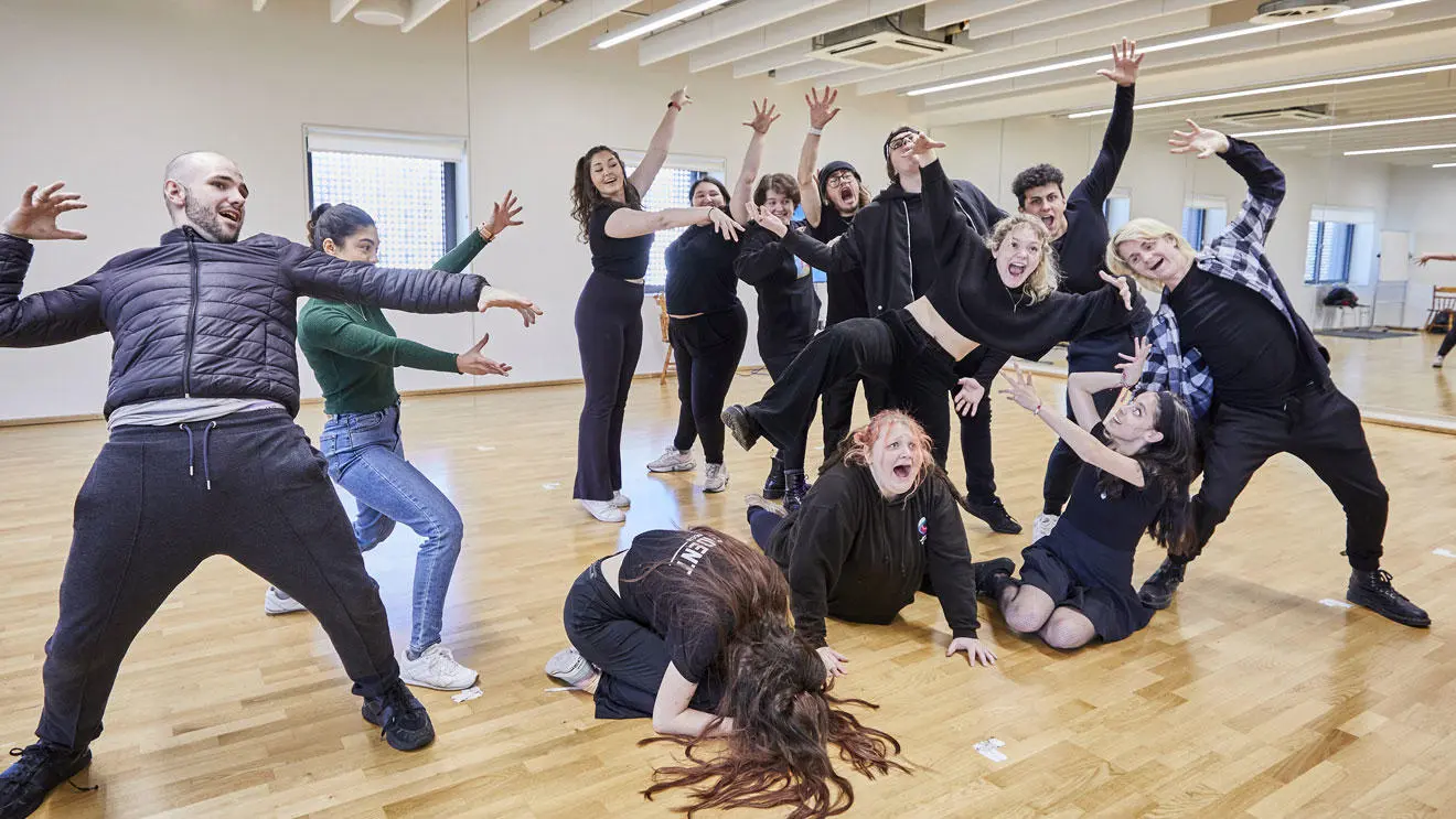 Acting students in the rehearsal room