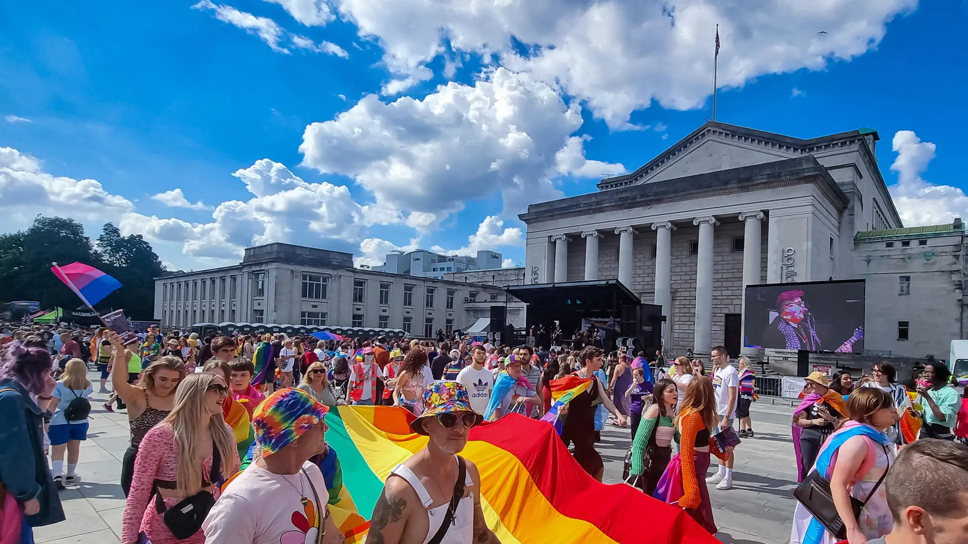 Southampton Pride parade passing through Guildhall Square