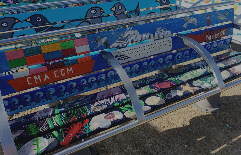 Some of the benches from the project painted