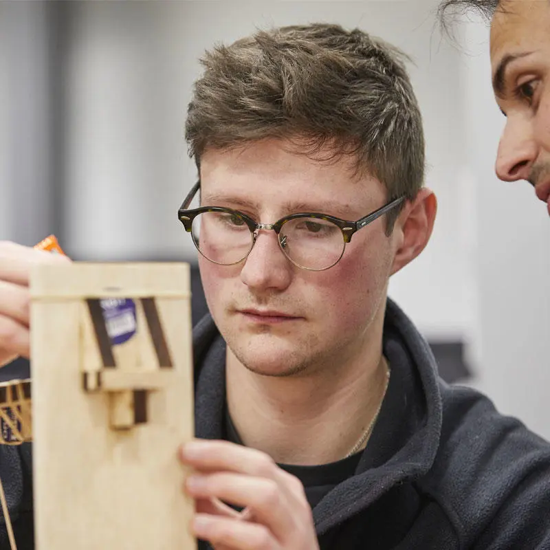 An engineering student working on a project