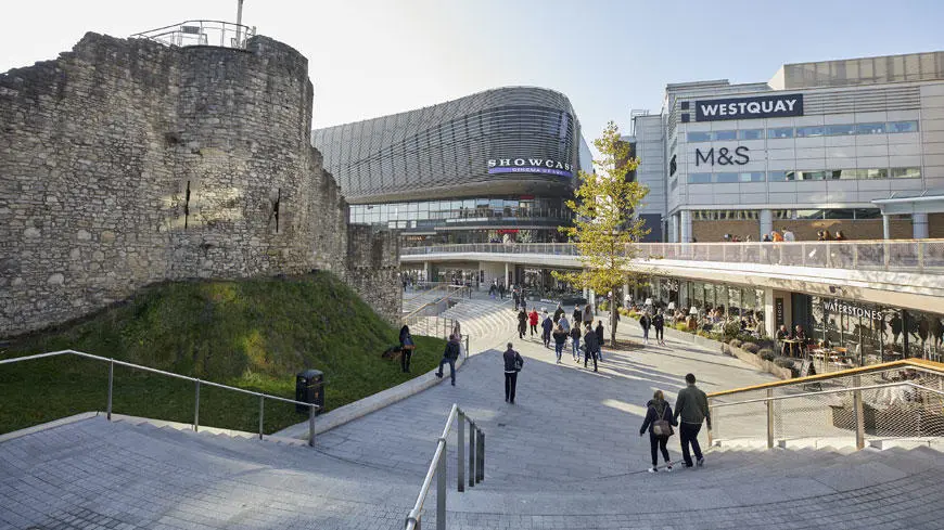 Southampton old town walls and Westquay shopping centre