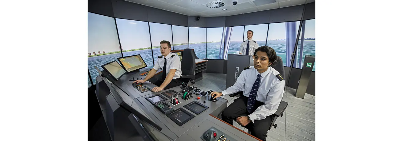 Cadets using the bridge simulator