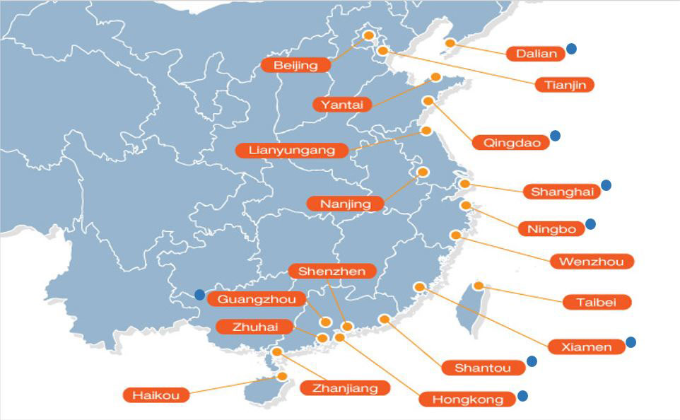 China Ports Map